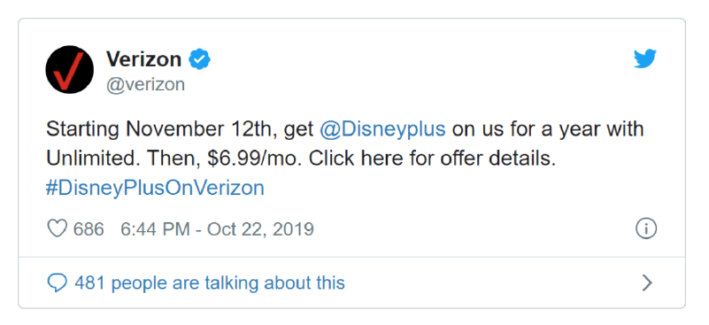 Tweet by Verizon